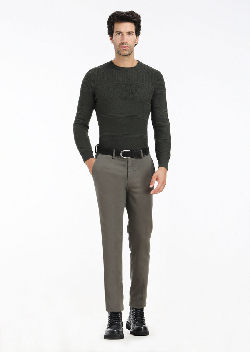 Khaki Knitwear Sweatshirt - 1