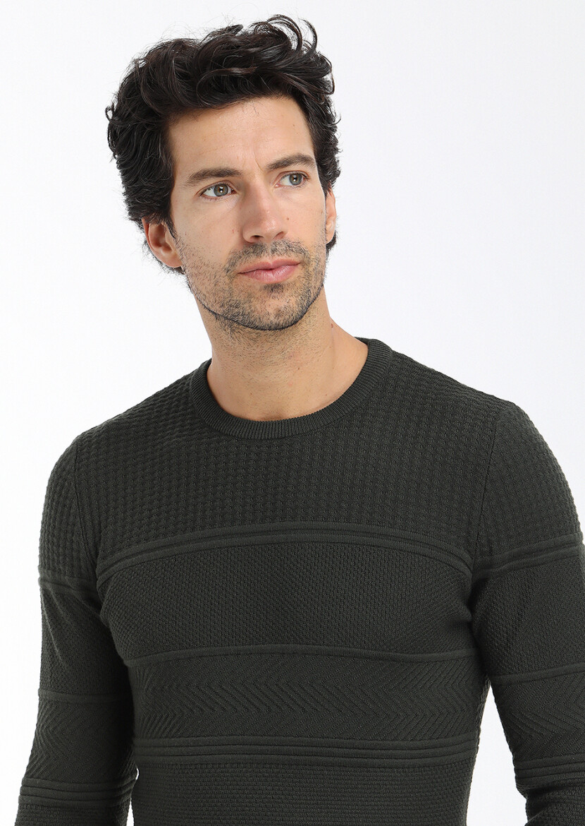 Khaki Knitwear Sweatshirt - 3