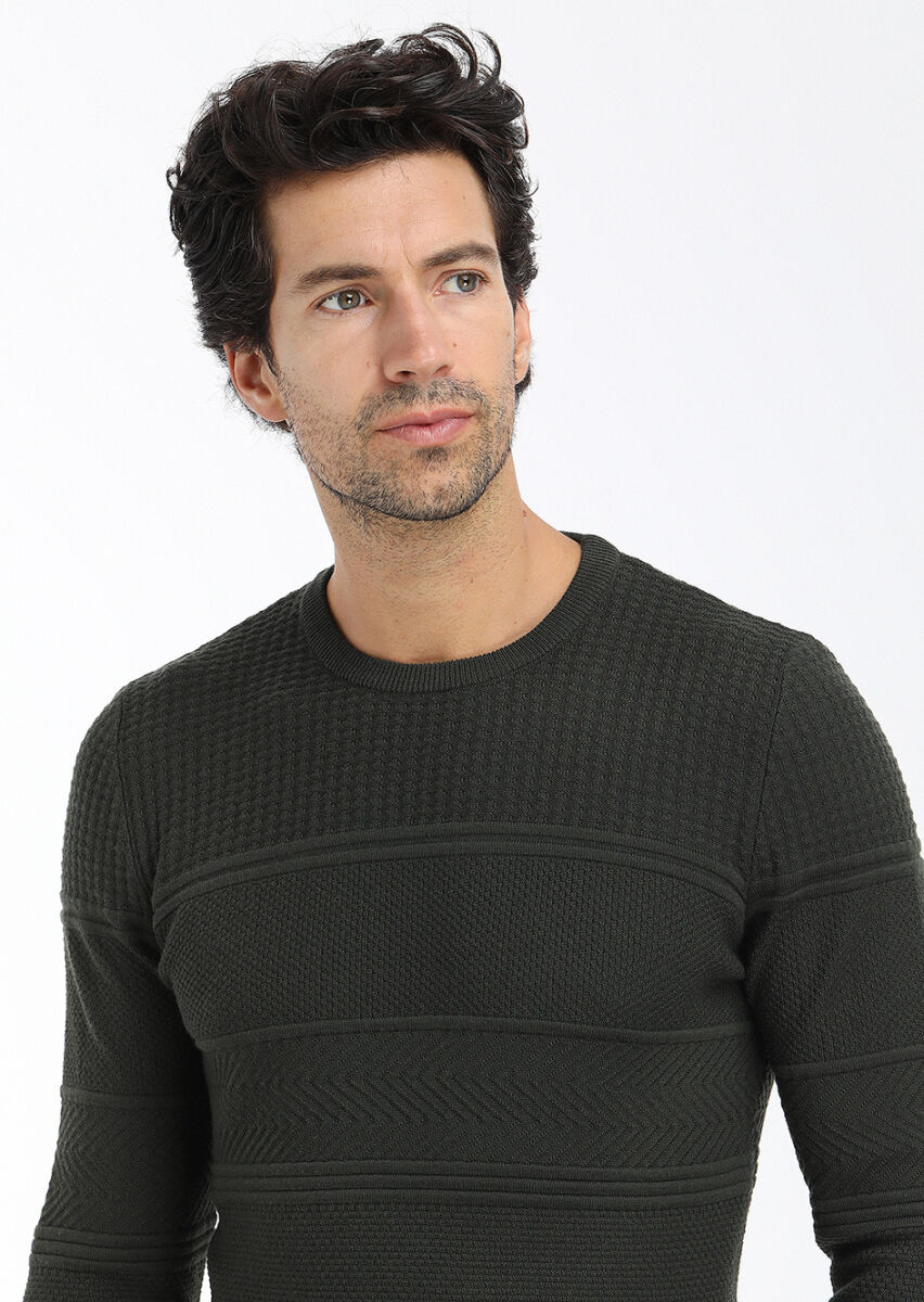 Khaki Knitwear Sweatshirt - 3