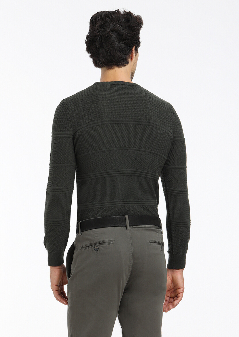 Khaki Knitwear Sweatshirt - 4