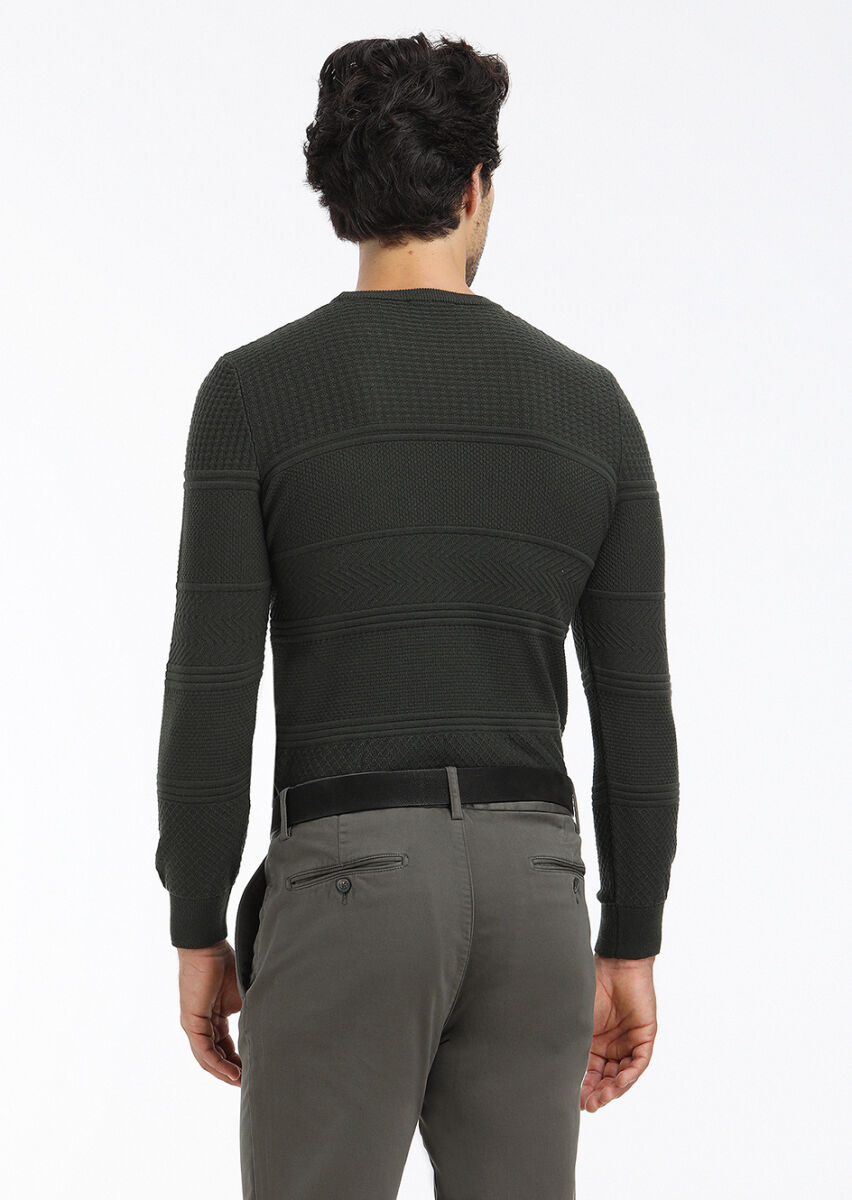 Khaki Knitwear Sweatshirt - 4