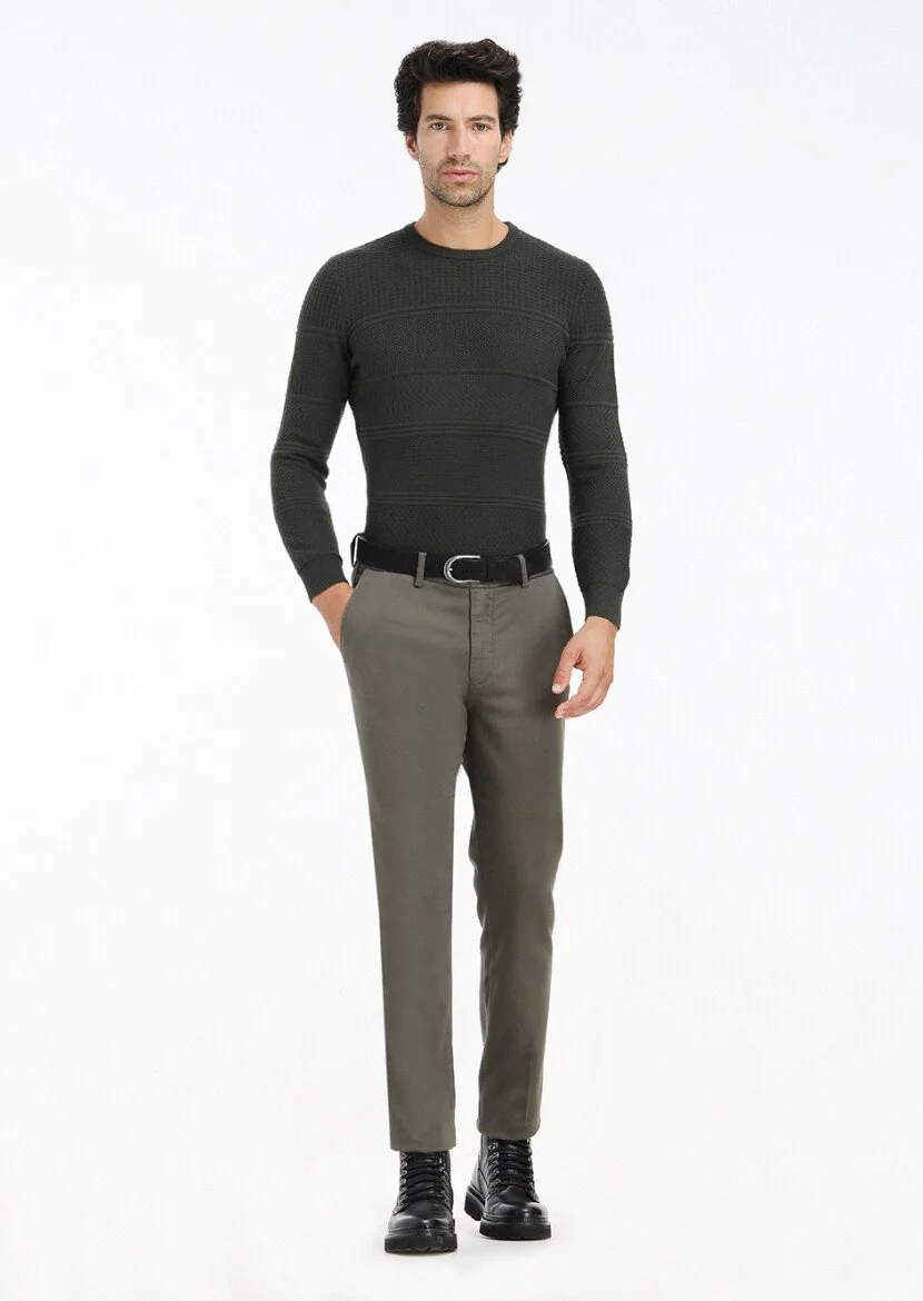 Khaki Knitwear Sweatshirt - 1