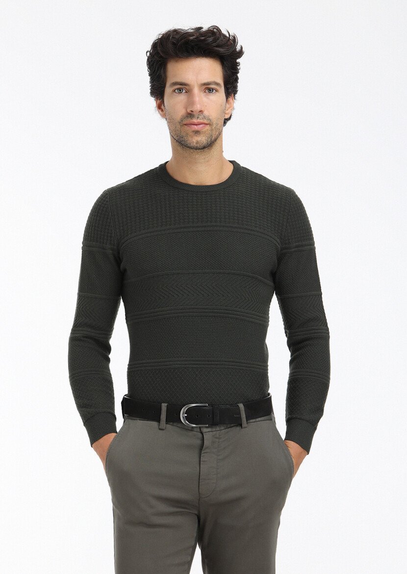 Khaki Knitwear Sweatshirt 