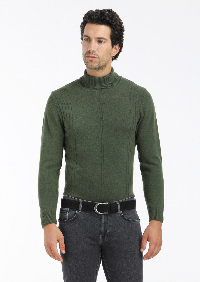 Khaki Knitwear Sweatshirt - 3