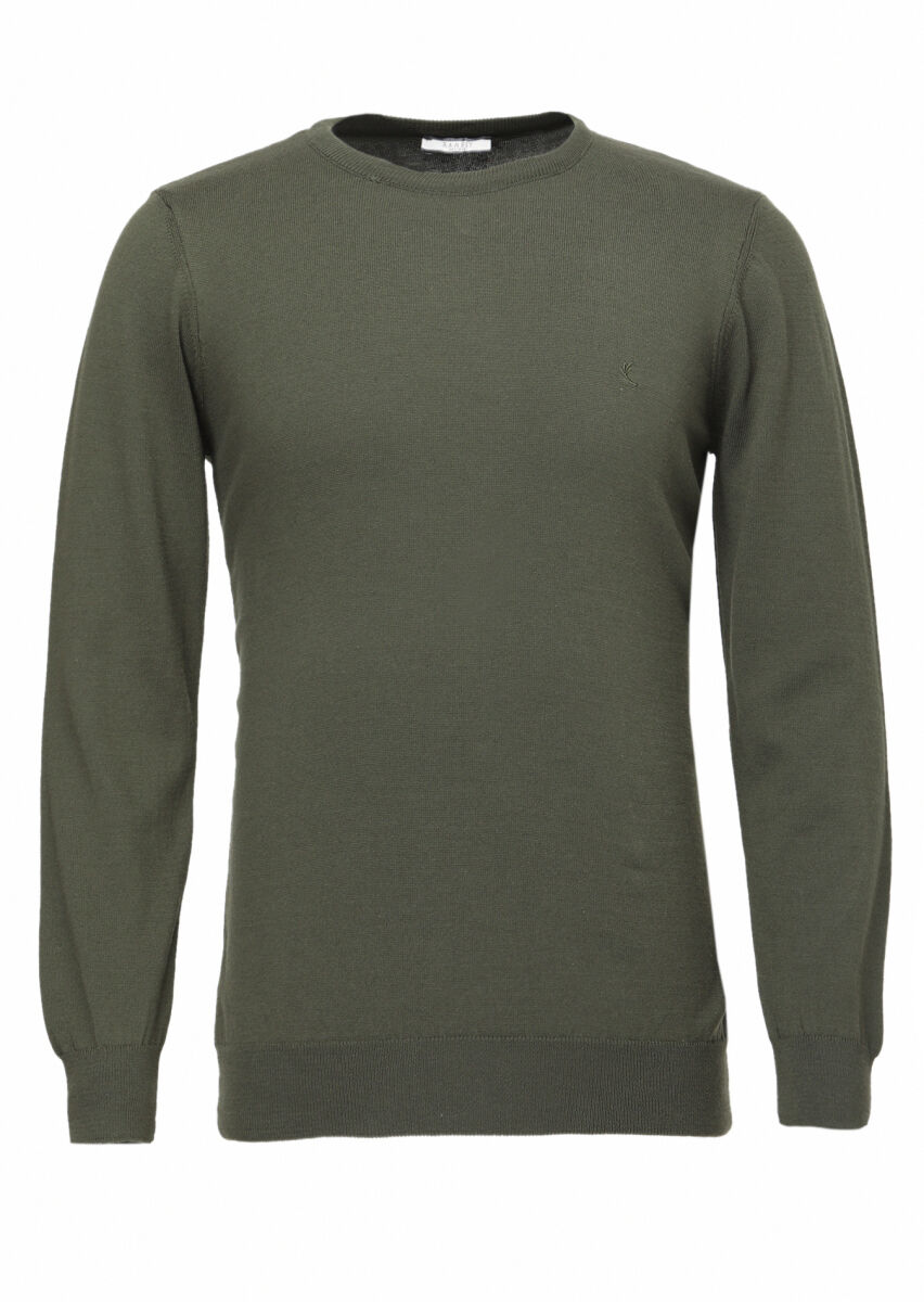 Khaki Knitwear Sweatshirt - 1