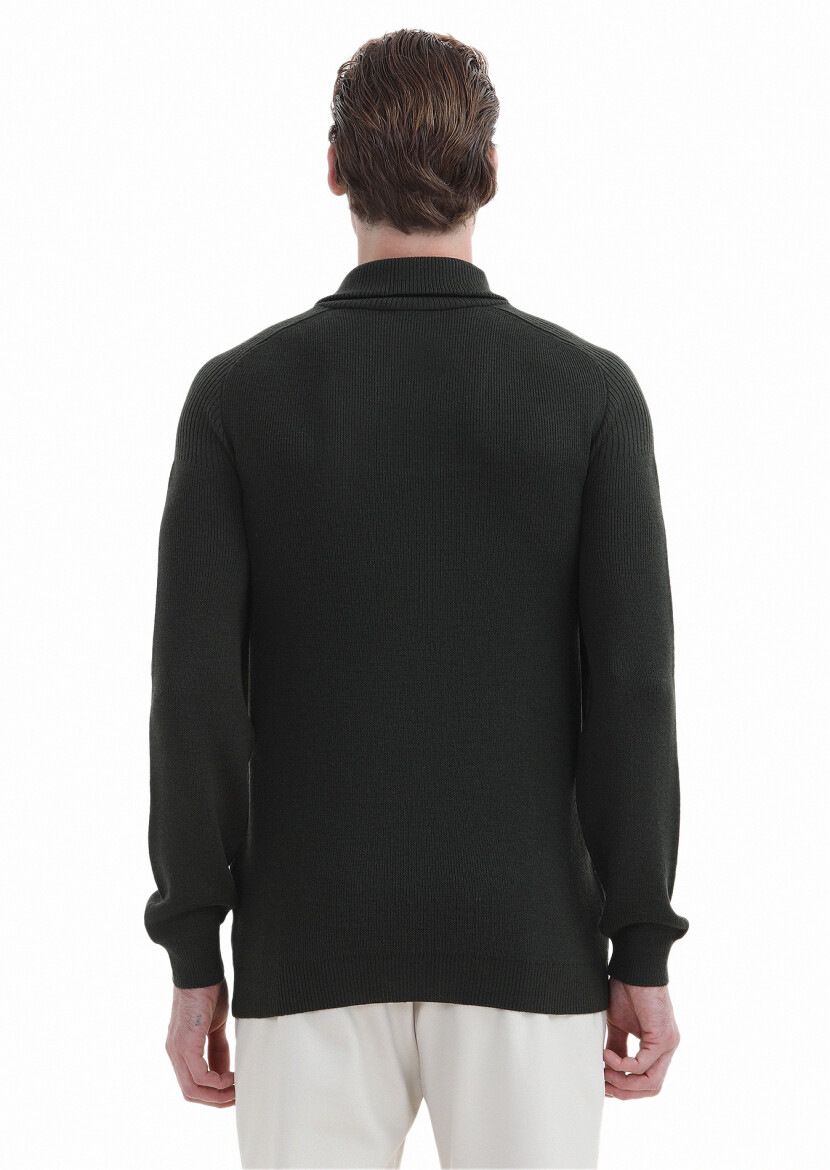 Khaki Knitwear Sweatshirt - 4