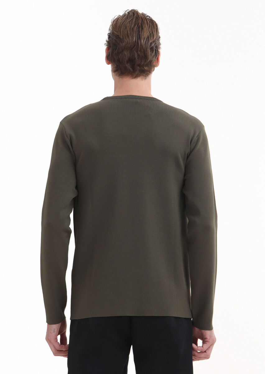 Khaki Knitwear Sweatshirt - 5