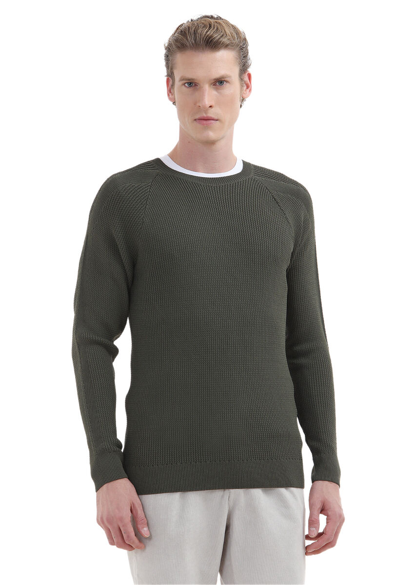 Khaki Knitwear Sweatshirt - 1