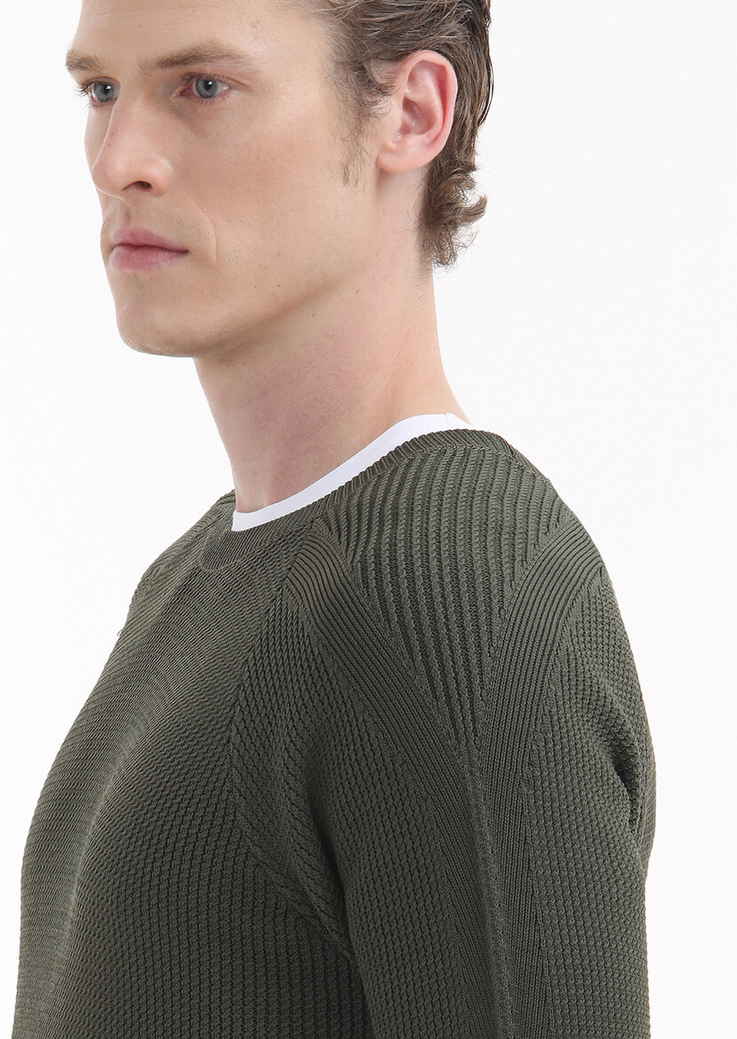 Khaki Knitwear Sweatshirt - 4