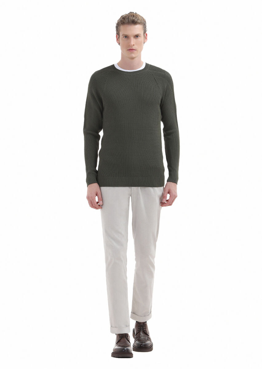 Khaki Knitwear Sweatshirt - 2