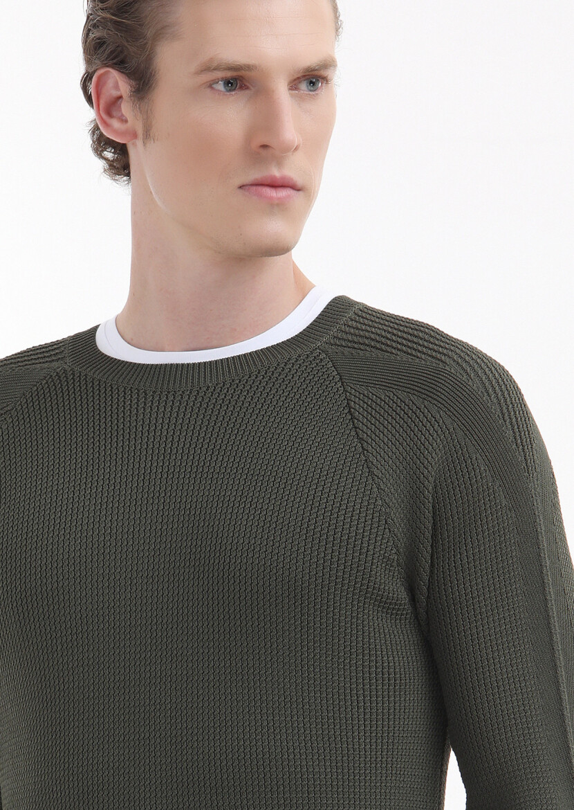 Khaki Knitwear Sweatshirt - 3