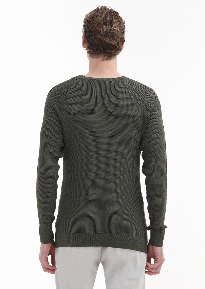 Khaki Knitwear Sweatshirt - 5