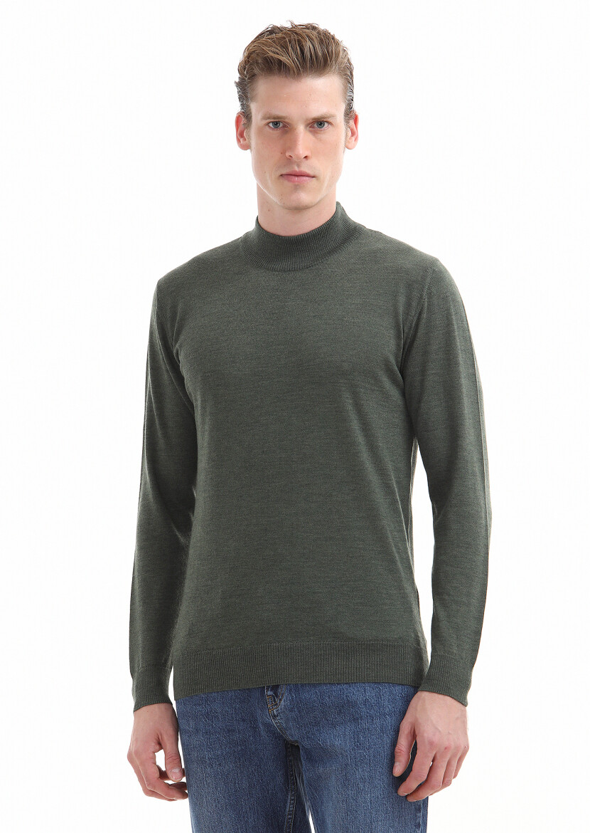 Khaki Knitwear Sweatshirt - 2