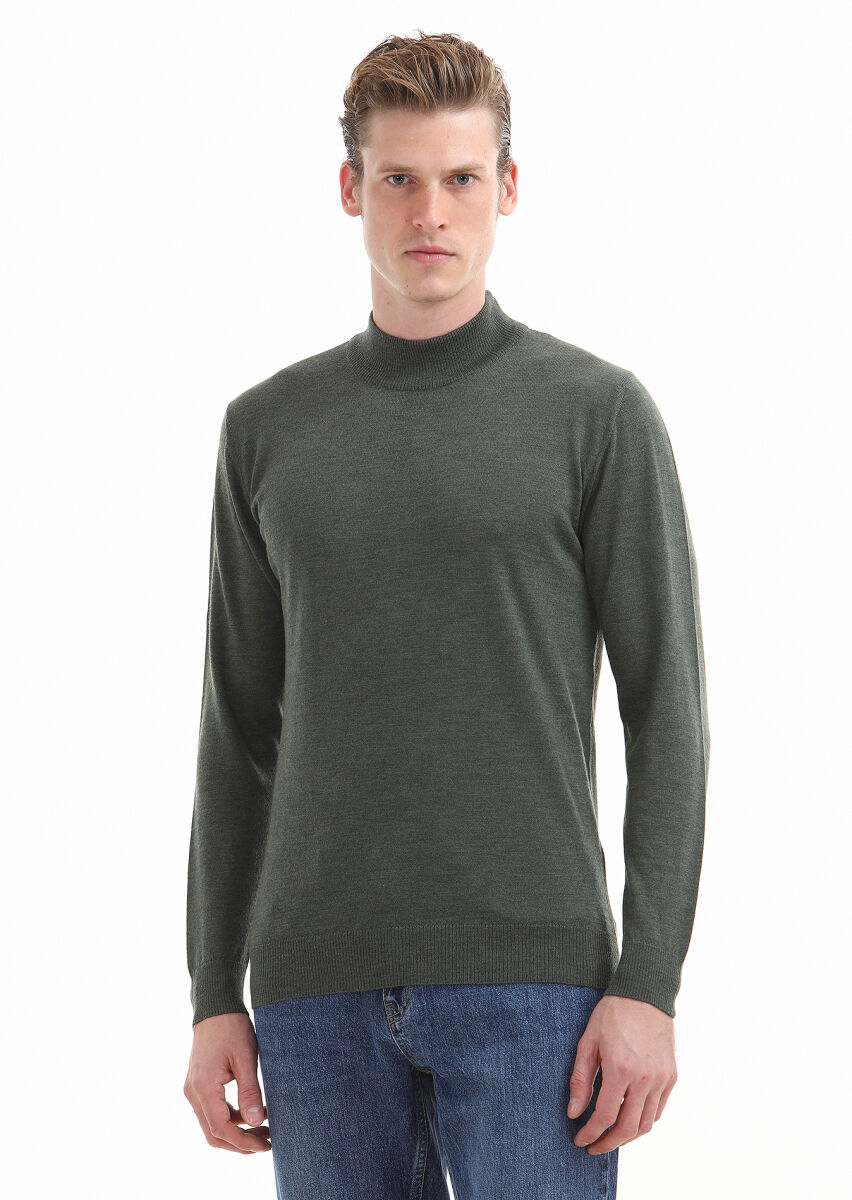 Khaki Knitwear Sweatshirt - 2