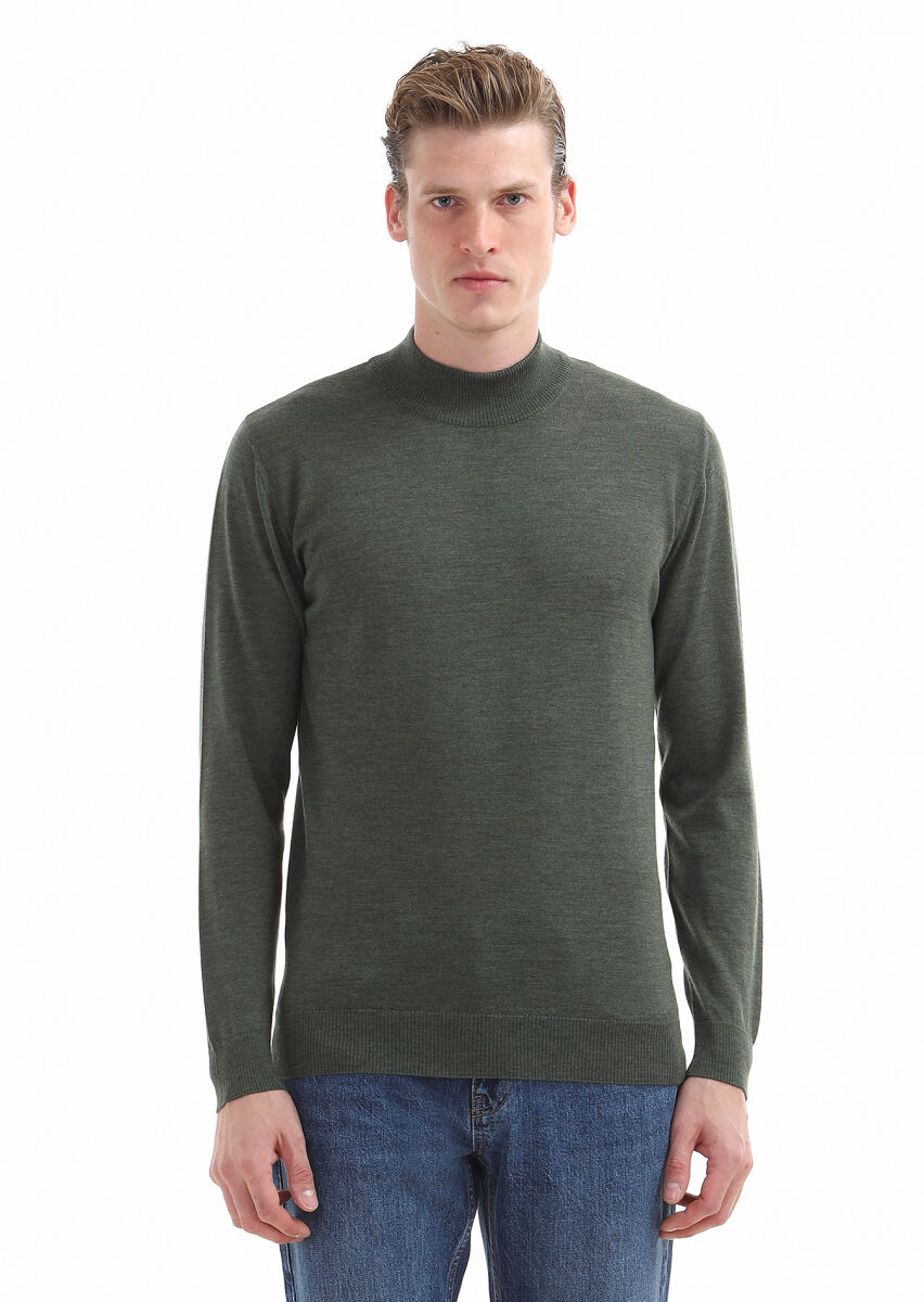 Khaki Knitwear Sweatshirt - 3