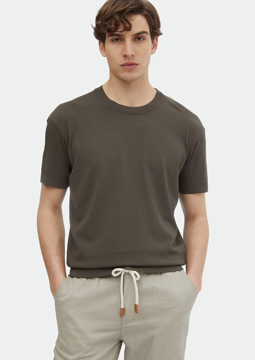 Khaki Knitwear Sweatshirt 