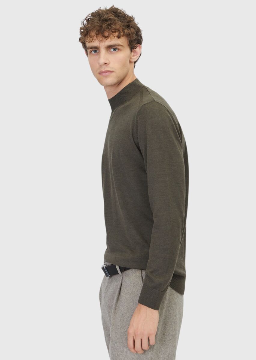 Khaki Knitwear Sweatshirt - 3