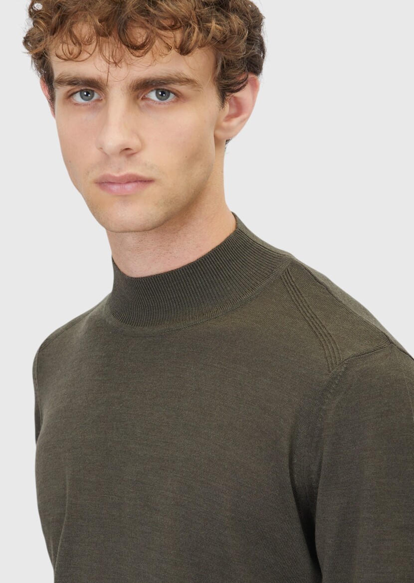 Khaki Knitwear Sweatshirt - 4