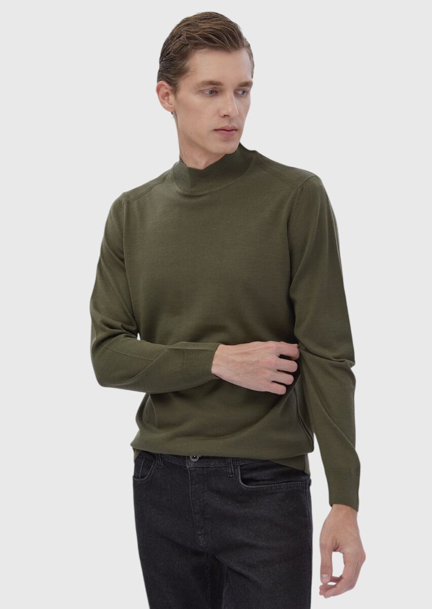 Khaki Knitwear Sweatshirt - 3