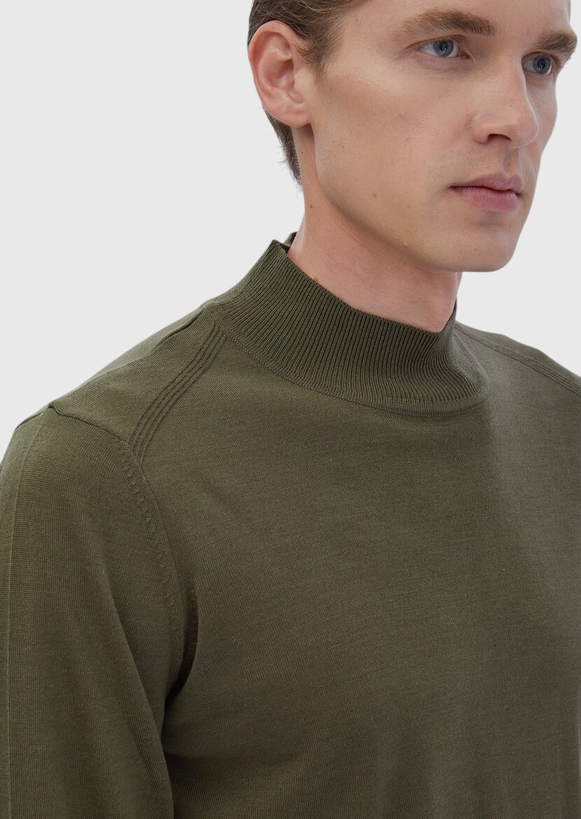 Khaki Knitwear Sweatshirt - 4