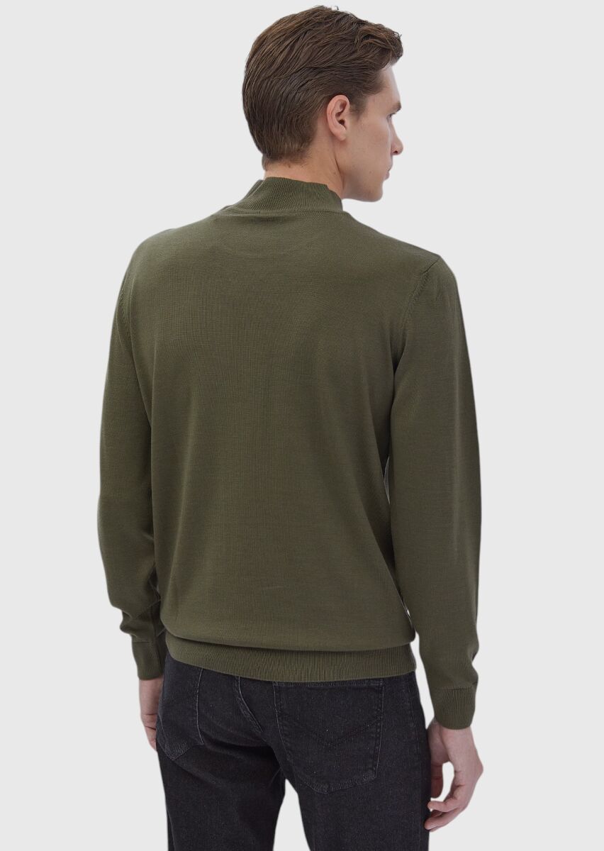 Khaki Knitwear Sweatshirt - 5