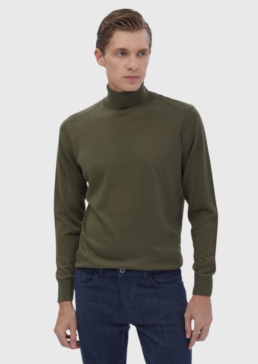 Khaki Knitwear Sweatshirt - 1