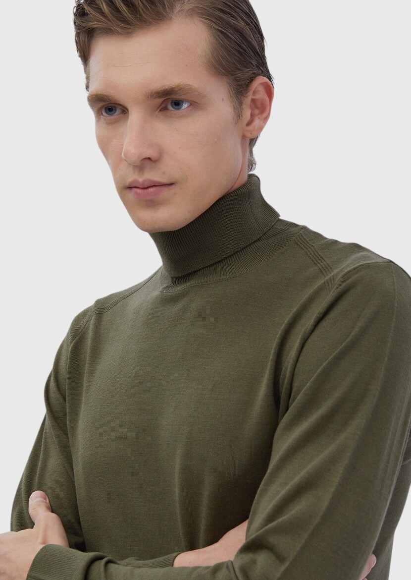 Khaki Knitwear Sweatshirt - 3