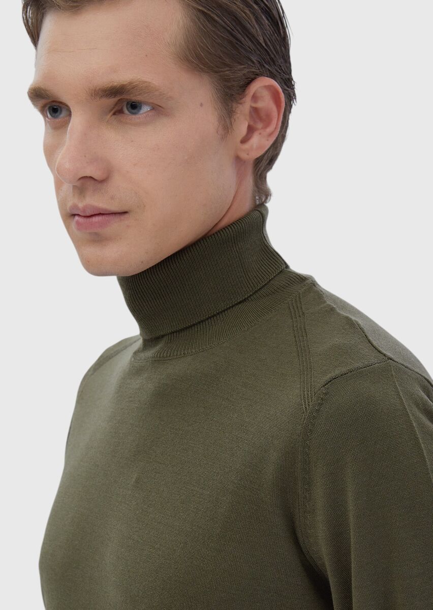 Khaki Knitwear Sweatshirt - 4