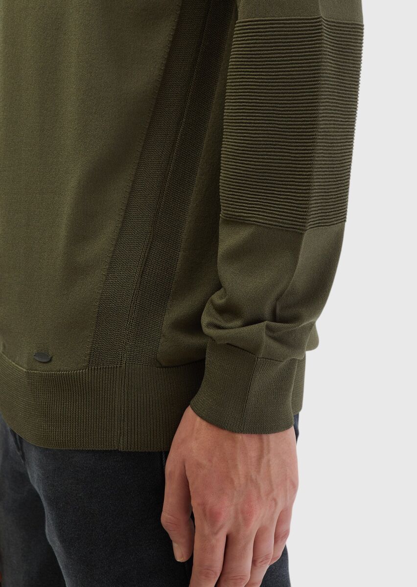 Khaki Knitwear Sweatshirt - 5
