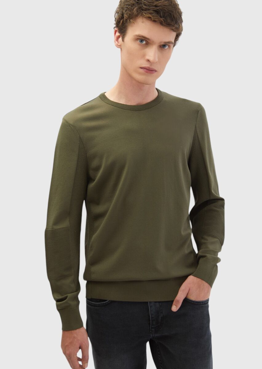 Khaki Knitwear Sweatshirt - 1