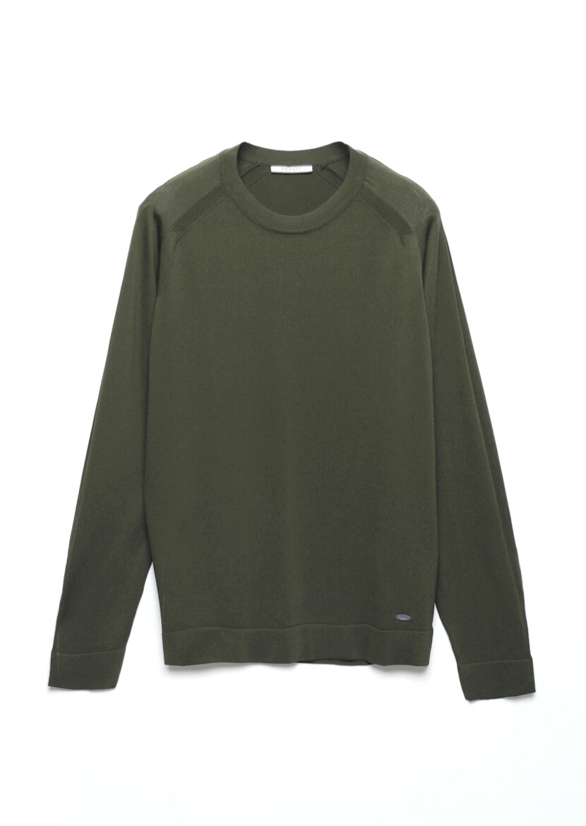 Khaki Knitwear Sweatshirt - 5