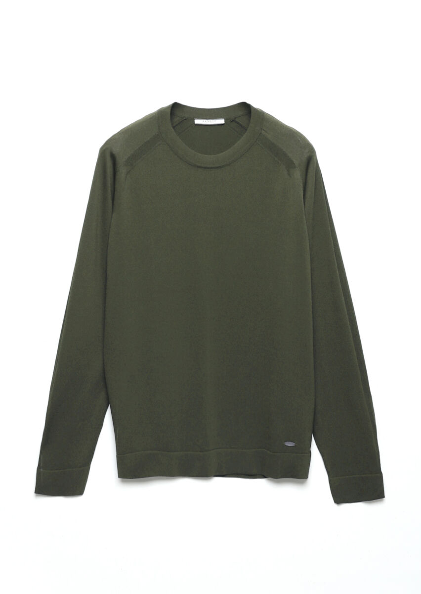 Khaki Knitwear Sweatshirt - 1