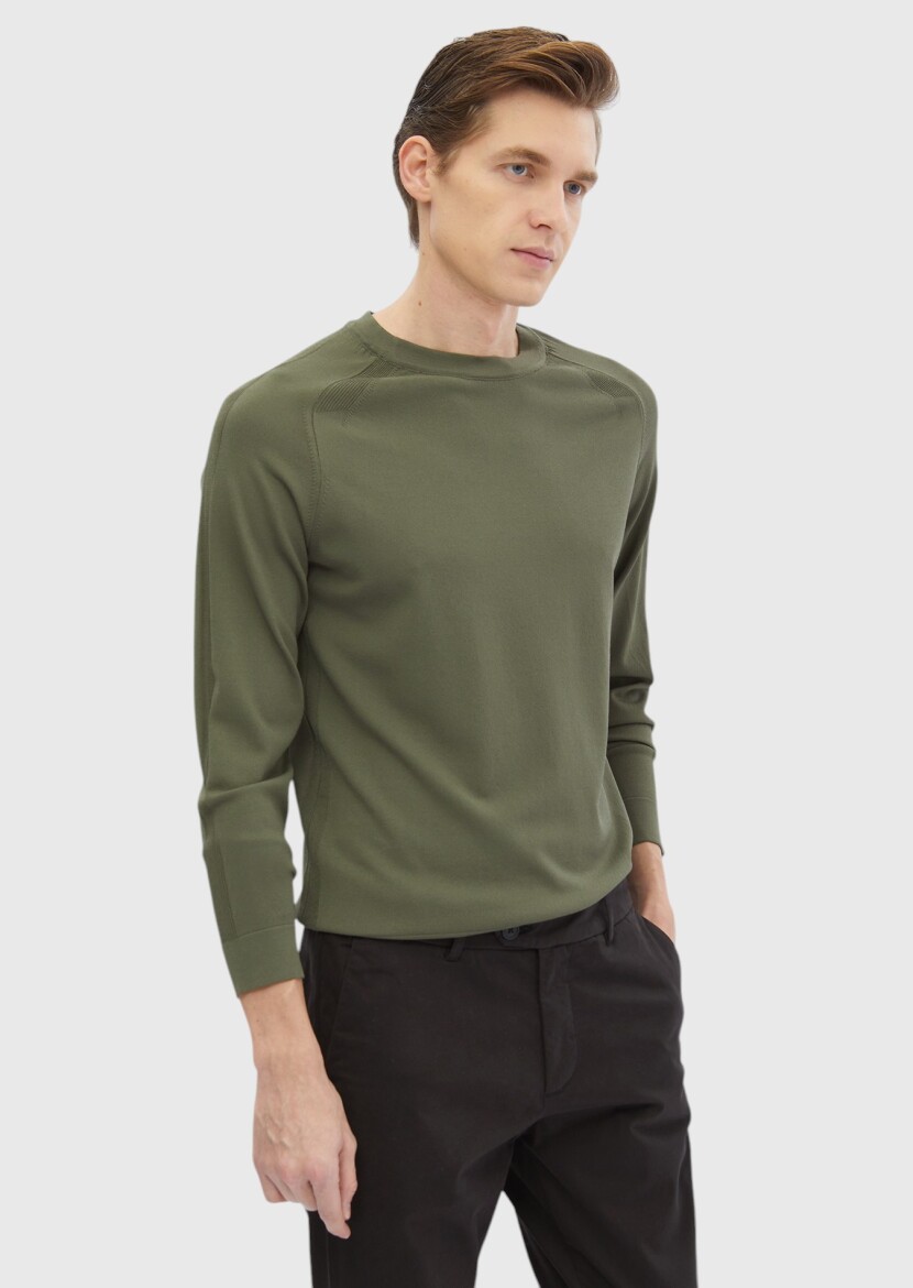 Khaki Knitwear Sweatshirt - 3