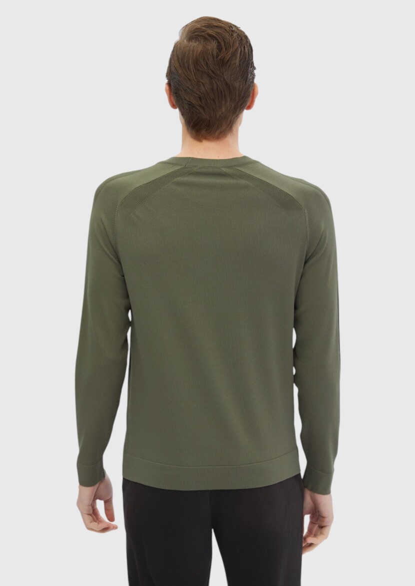 Khaki Knitwear Sweatshirt - 5