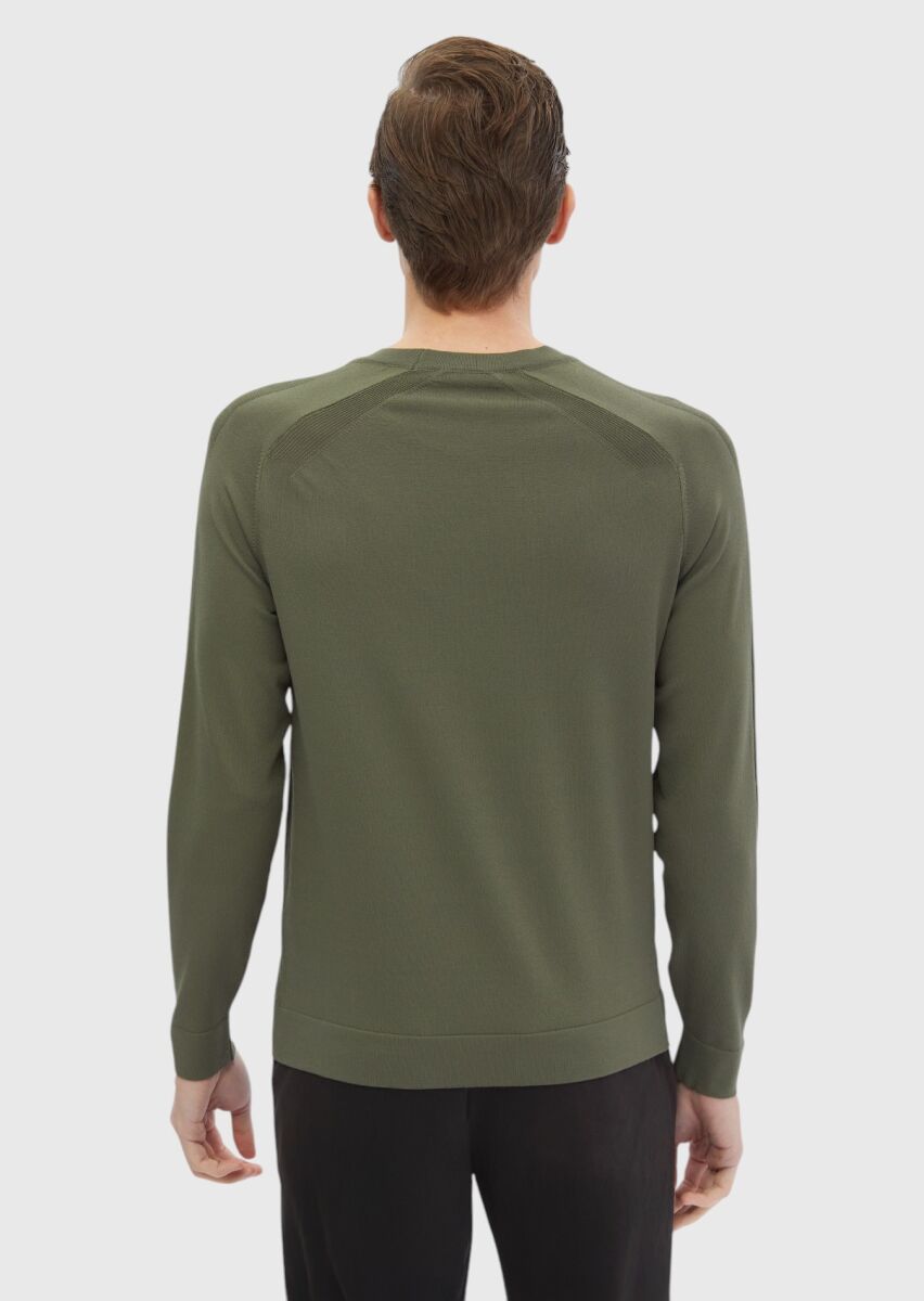 Khaki Knitwear Sweatshirt - 5