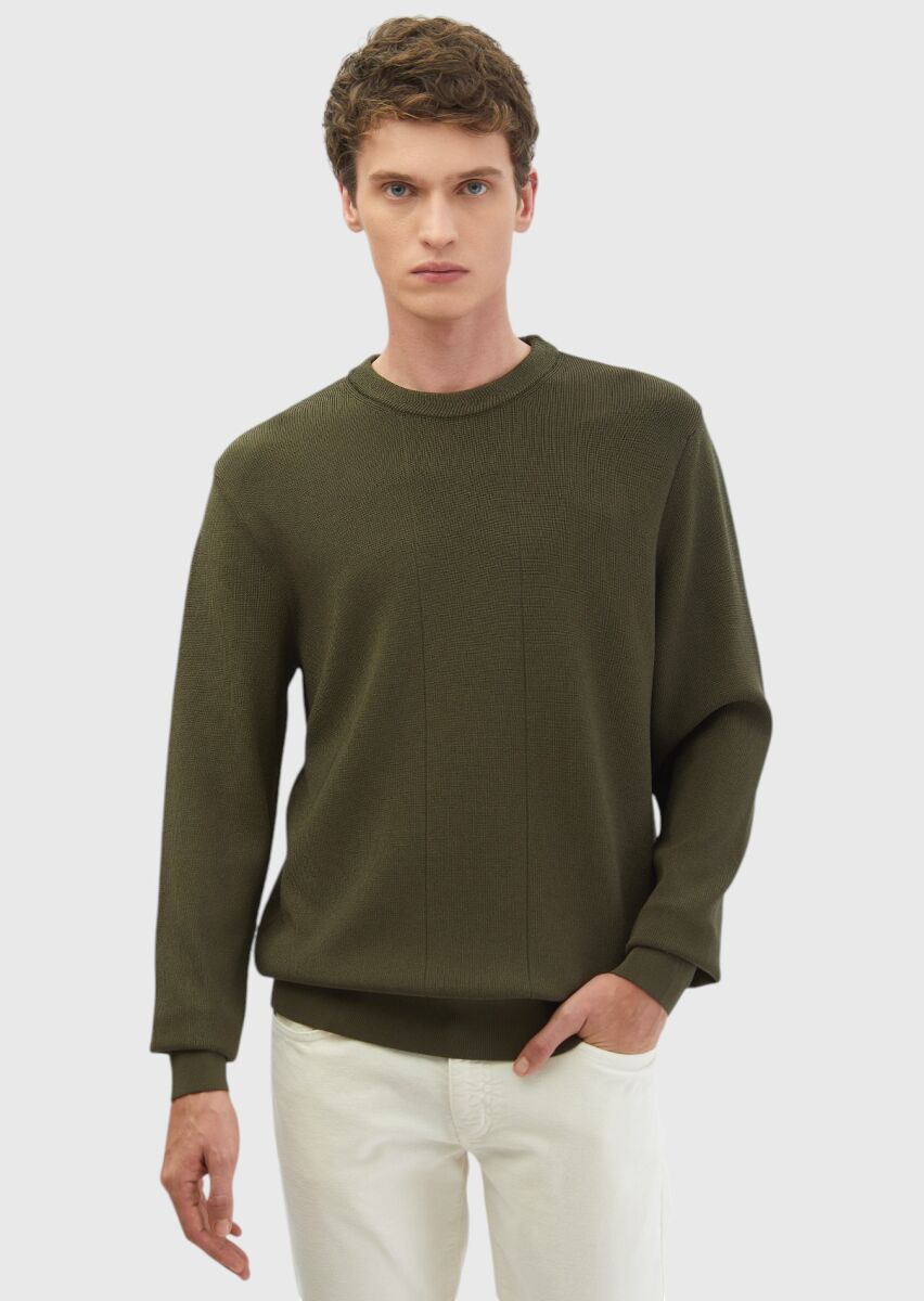 Khaki Knitwear Sweatshirt - 1