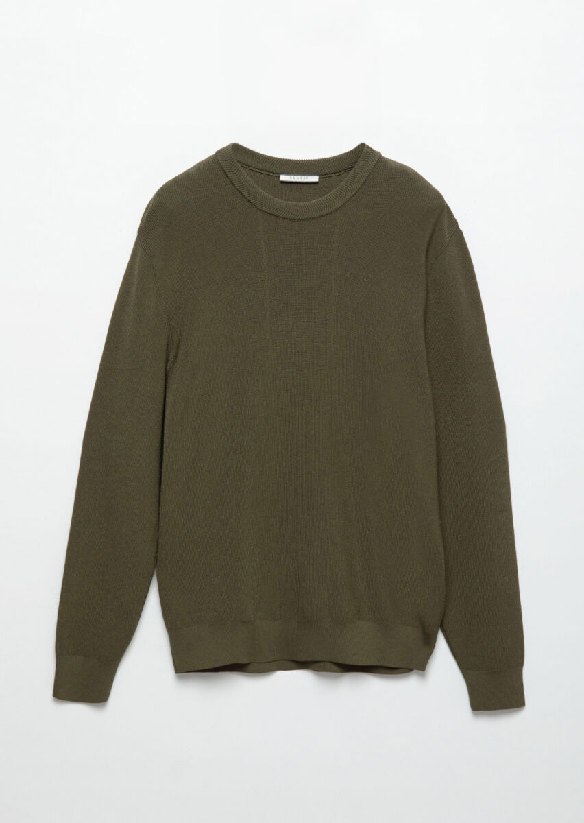 Khaki Knitwear Sweatshirt - 6