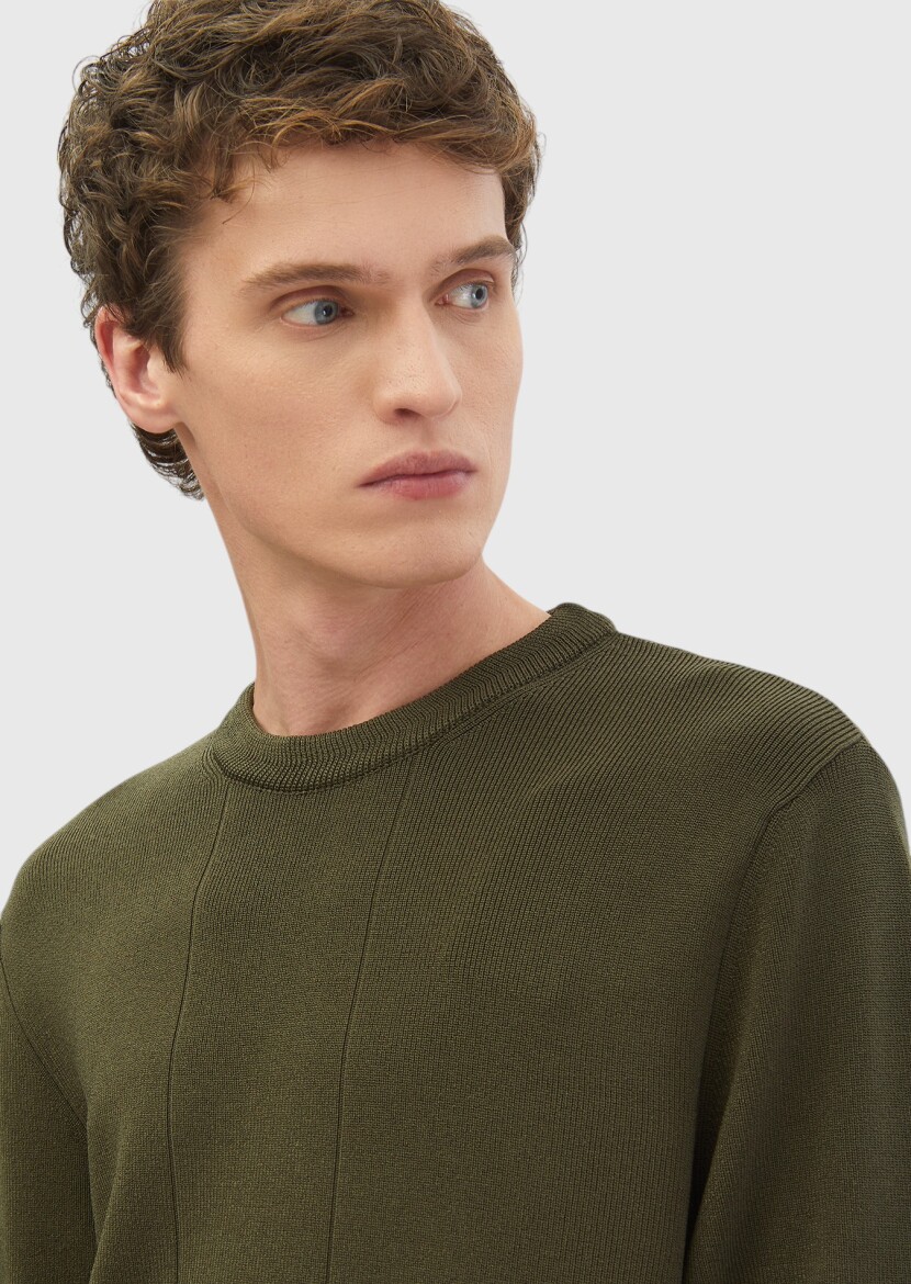 Khaki Knitwear Sweatshirt - 3