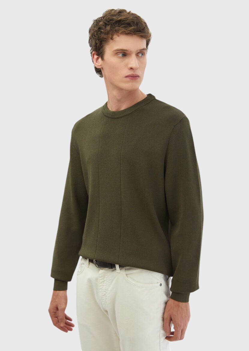 Khaki Knitwear Sweatshirt - 4