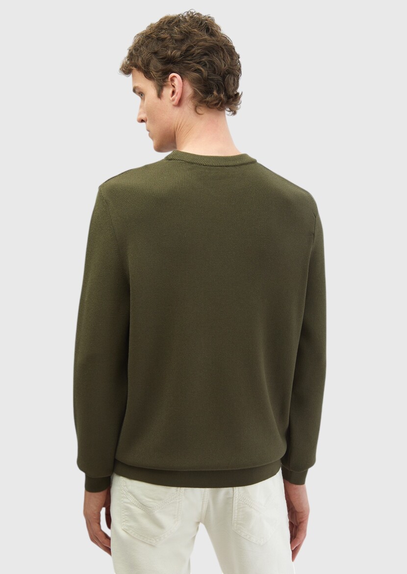 Khaki Knitwear Sweatshirt - 5