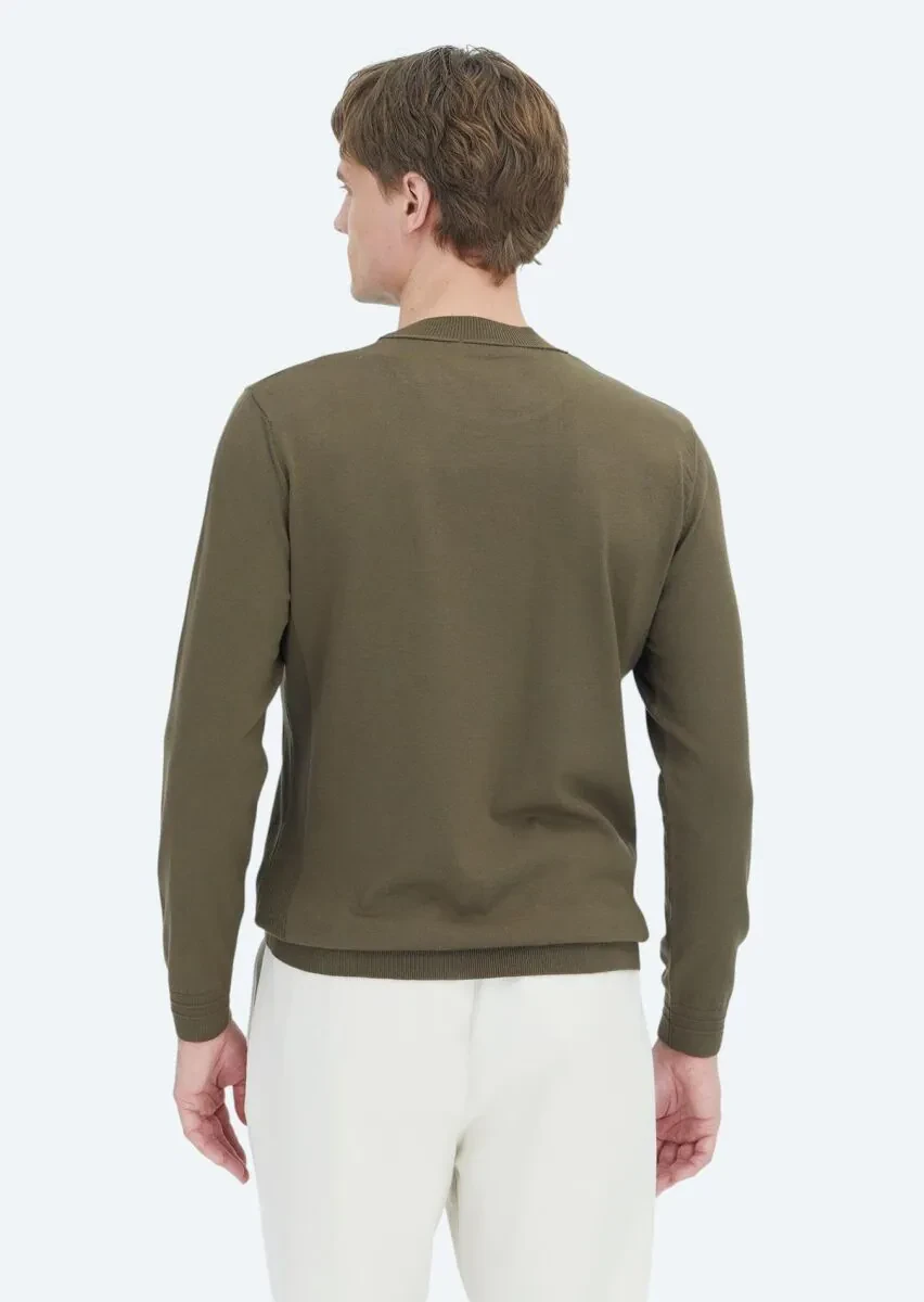 Khaki Knitwear Sweatshirt - 4