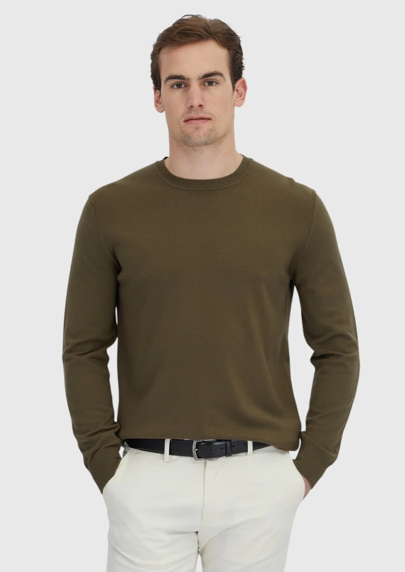 Khaki Knitwear Sweatshirt - 1