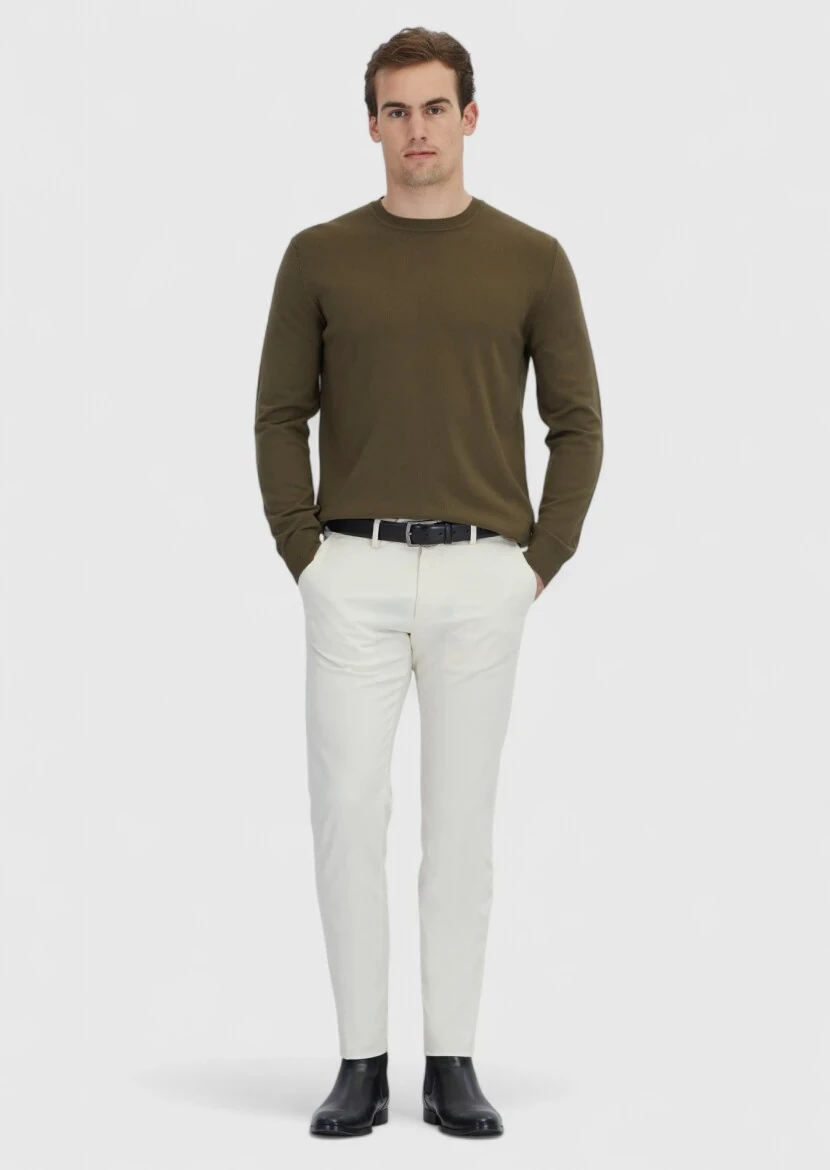 Khaki Knitwear Sweatshirt - 2