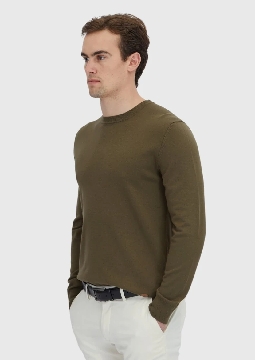 Khaki Knitwear Sweatshirt - 3