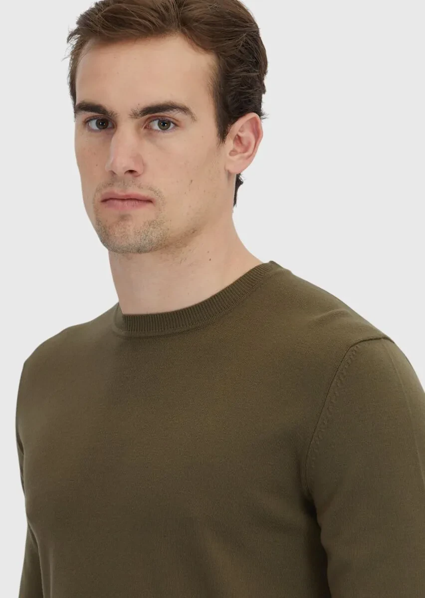 Khaki Knitwear Sweatshirt - 4