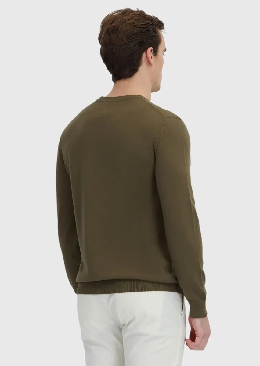 Khaki Knitwear Sweatshirt - 5