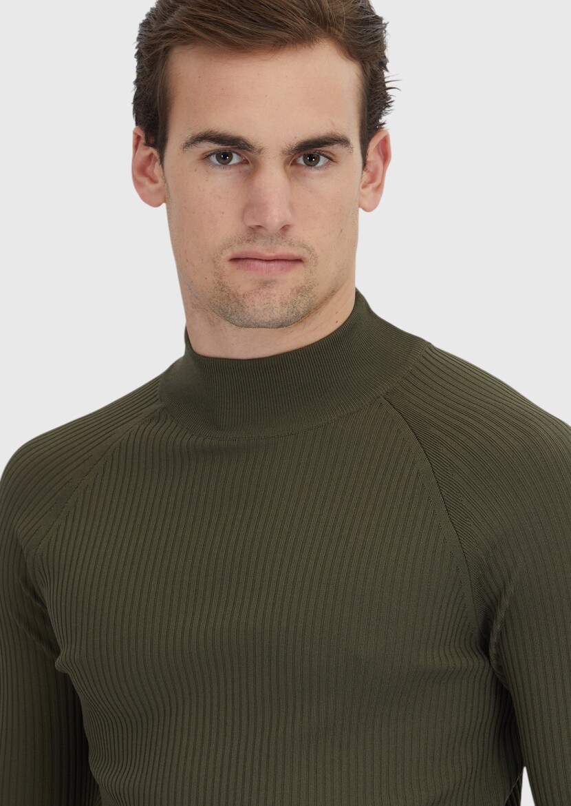 Khaki Knitwear Sweatshirt - 4