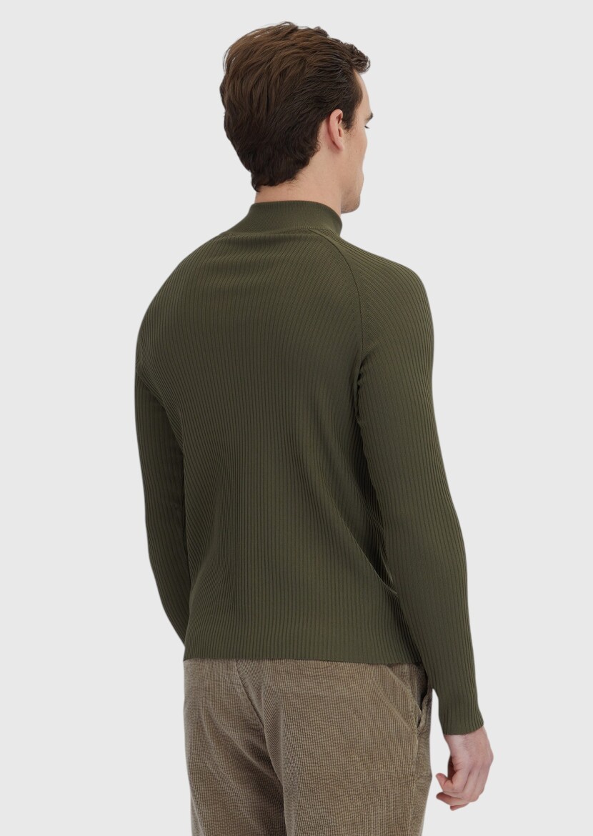 Khaki Knitwear Sweatshirt - 5