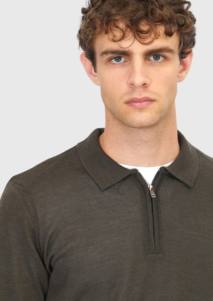 Khaki Knitwear Sweatshirt - 4