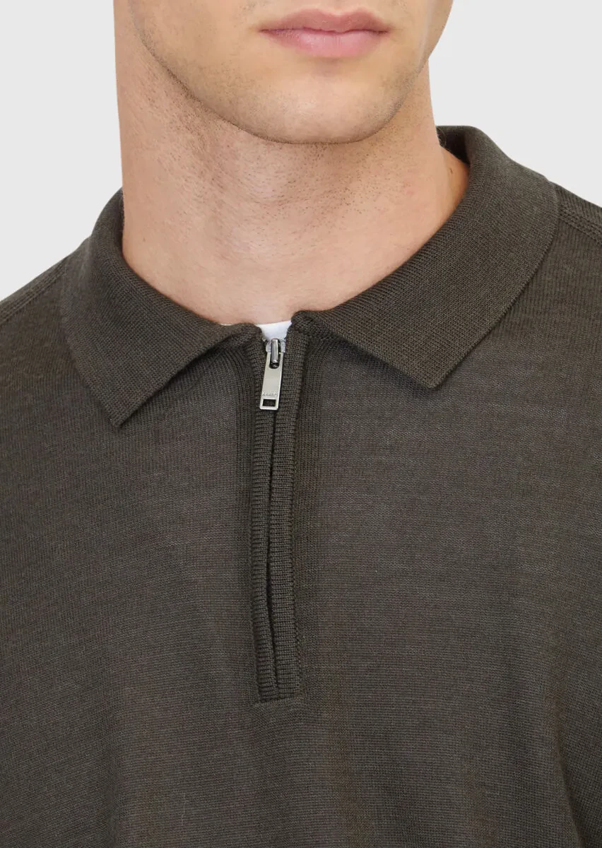 Khaki Knitwear Sweatshirt - 5